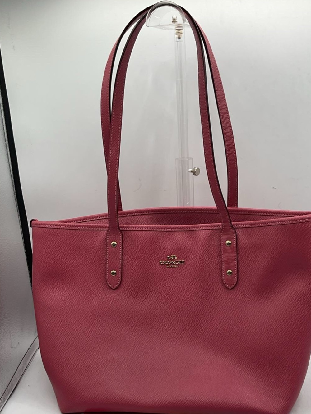 Coach Rose mauve Crossgrain Leather Tote with Gold Hardware - Picture 3 of 16
